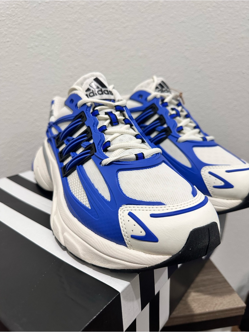 adidas Men’s White and Blue Athletic Sneakers